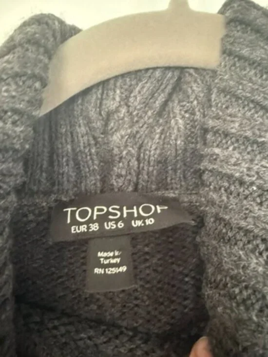 $90 Topshop Grey Turtleneck Sweater Dress Size US 6 - Picture 4 of 7